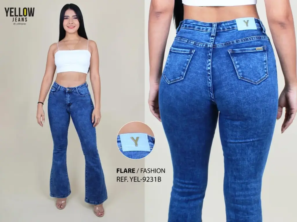 Yellow Denim Pantalon Jeans Dama	