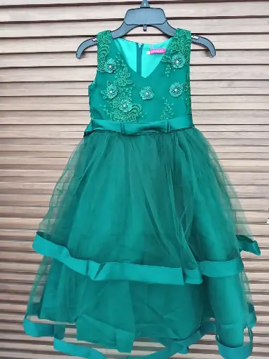 [879-GREEN] Bebe Crece Vestido Infantil Niña