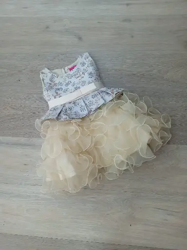 [606-BEIGE] Bebe Crece Vestido Meses Niña